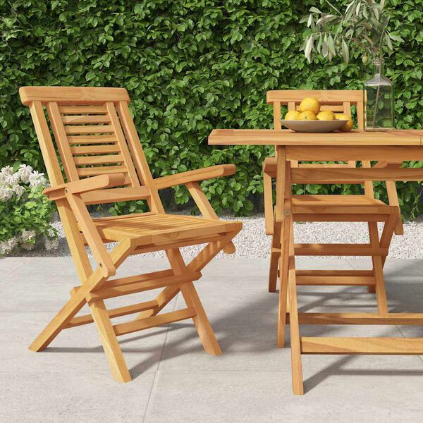 vidaXL Folding Garden Chairs 2 pcs 56x63x90 cm Solid Wood Teak