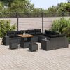vidaXL Garden Sofa Set with Cushion 13 pcs Black Poly Rattan