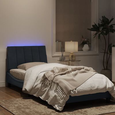 vidaXL Bed Frame with LED Lights Dark Grey 90x190 cm Velvet
