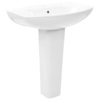 vidaXL Freestanding Basin with Pedestal Ceramic White 650x520x200 mm