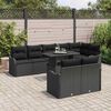 vidaXL Lounge Set with Cushion 9 pcs Black Poly rattan