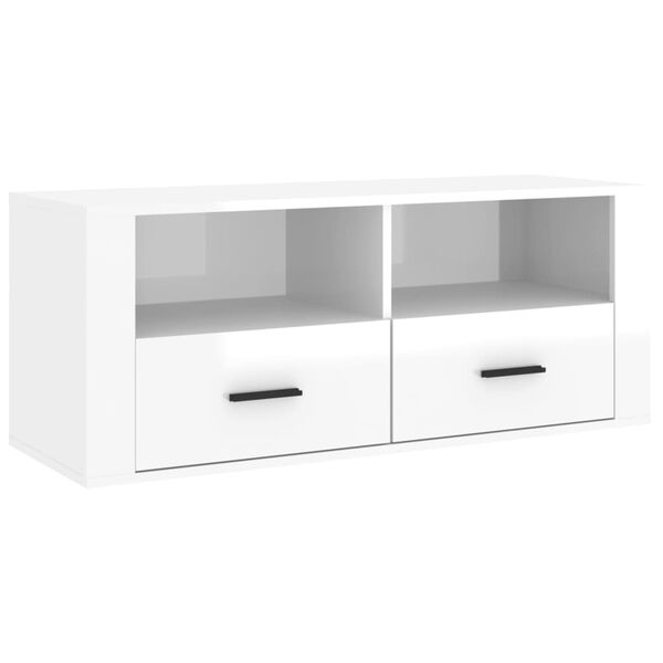 vidaXL TV Cabinet High Gloss White 100x35x40 cm Engineered Wood