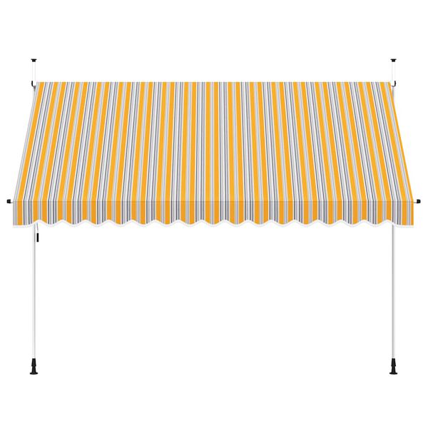 vidaXL Manual Retractable Awning 350 cm Yellow and Blue Stripes