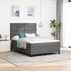 vidaXL Box Spring Bed Dark Grey and White 137 x 190 cm Fabric