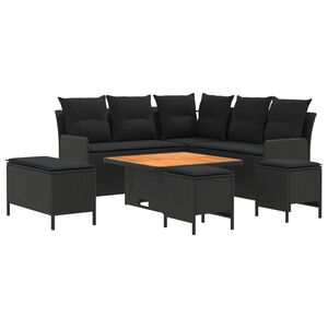 vidaXL Furniture Sets 7 pcs Black PE Rattan