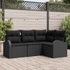 vidaXL Garden Sofa Set 4 pcs Black Poly Rattan