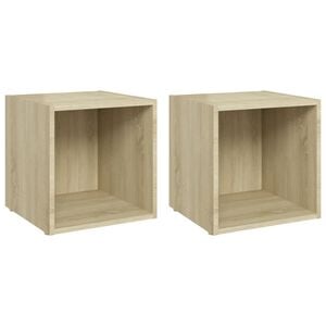 vidaXL 2 Piece TV Cabinet Set Sonoma Oak 37x35x37 cm Engineered Wood