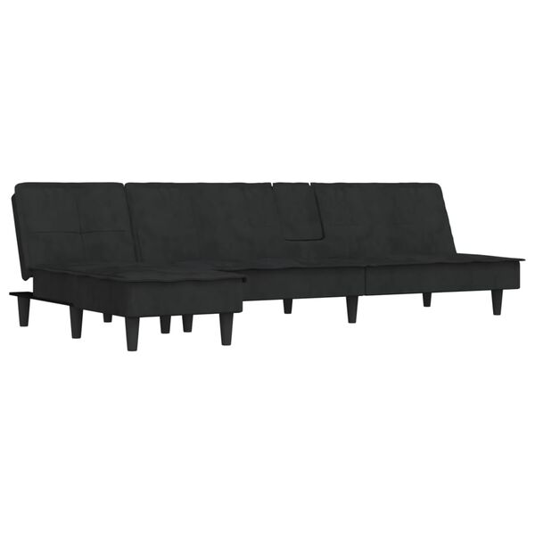 vidaXL L-shaped Sofa Black 255x140x70 cm Velvet