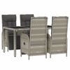 vidaXL 5 Piece Garden Dining Set with Cushions Grey Poly Rattan