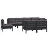 vidaXL 8 Piece Garden Lounge Set with Cushions Black Solid Pinewood