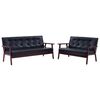 vidaXL Sofa Set | Black | Faux Leather, Wood | 2-seater and 3-seater sizes