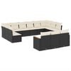 vidaXL 13 Piece Garden Sofa Set with Cushions Black Poly Rattan