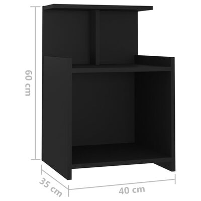 vidaXL Bed Cabinets 2 pcs Black 40x35x60 cm Engineered Wood