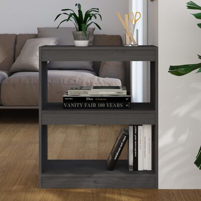 vidaXL Book Cabinet/Room Divider Grey 60x30x71.5 cm Solid Wood Pine