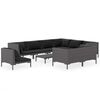 vidaXL 10 Piece Garden Lounge Set with Cushions Poly Rattan Dark Grey