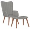 vidaXL Relaxing Chair with a Stool Light Grey Velvet