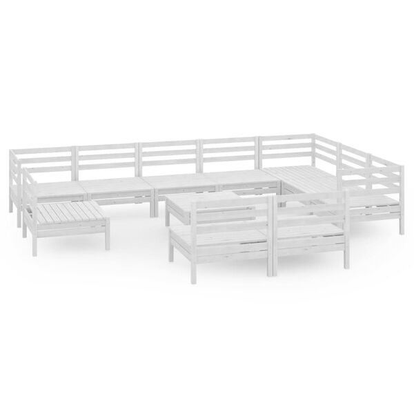 vidaXL 11 Piece Garden Lounge Set Solid Wood Pine White