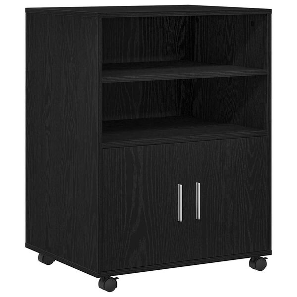 vidaXL Cabinet with Shelf with Wheel Black Oak 60 x 48 x 74.5 cm