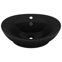 vidaXL Luxury Basin Overflow Oval Matt Black 58.5x39 cm Ceramic