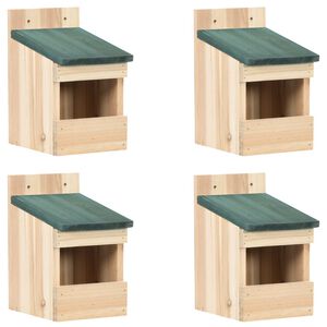 vidaXL Birdhouse | Set of 4 | Natural wood, green | Firwood | Small | Sturdy
