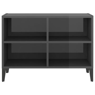 vidaXL TV Cabinet with Metal Legs High Gloss Grey 69.5x30x50 cm