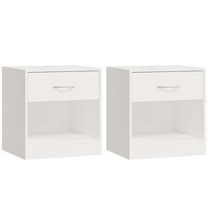 vidaXL Bedside Cabinet | Set of 2 | High gloss white | Engineered wood