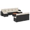 vidaXL 11 Piece Garden Sofa Set with Cushions Black Poly Rattan