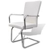 vidaXL Cantilever Dining Chairs 6 pcs White Faux Leather