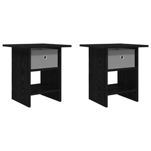 vidaXL Bedside Table 2 pcs Black Oak 41 x 40 x 45 cm Engineered Wood