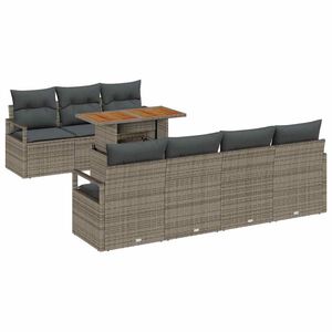 vidaXL Garden Sofa Set with Storage 8 pcs Grey Poly rattan