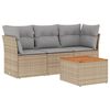 vidaXL 4 Piece Garden Sofa Set with Cushions Mix Beige Poly Rattan
