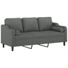 vidaXL 3-Seater Sofa with Throw Pillows Dark Grey 180 cm Fabric