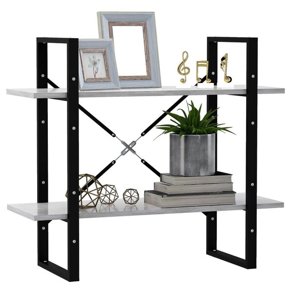 vidaXL 2-Tier Book Cabinet Concrete Grey 80x30x70 cm Engineered Wood