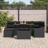vidaXL Garden Dining Set with Cushion 7 pcs Black and Brown