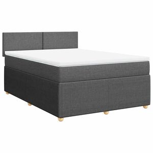 vidaXL Box Spring Bed with Mattress Dark Grey Double Fabric