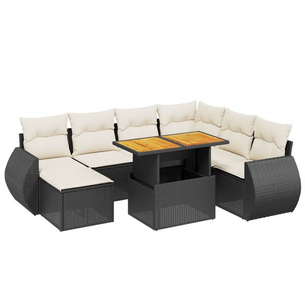 vidaXL 8 Piece Garden Sofa Set with Cushions Black Poly Rattan