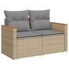 vidaXL Garden Sofa with Cushions 2-Seater Beige Poly Rattan