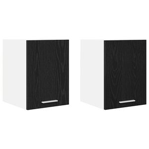 vidaXL Hanging Cabinet 2 pcs Black Oak and White 30 x 31 x 40 cm