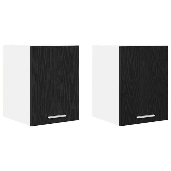 vidaXL Hanging Cabinet 2 pcs Black Oak and White 30 x 31 x 40 cm
