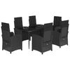 vidaXL 7 Piece Garden Dining Set with Cushions Black Poly Rattan