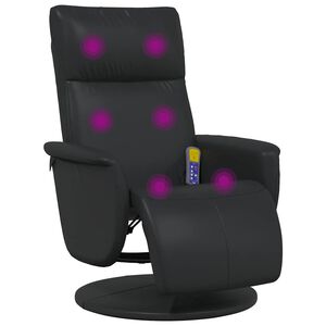 vidaXL Massage Recliner Chair with Footrest Black Faux Leather