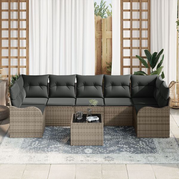 vidaXL Garden Sofa Set Grey 55 x 55 x 37 cm Poly Rattan