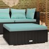 vidaXL Garden Footrest with Cushion Black 70x70x30 cm Poly Rattan