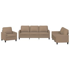 vidaXL 3 Piece Sofa Set with Cushions Cappuccino Faux Leather