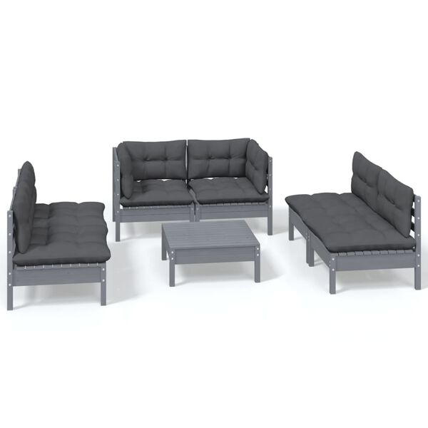vidaXL 7 Piece Garden Lounge Set with Cushions Solid Pinewood