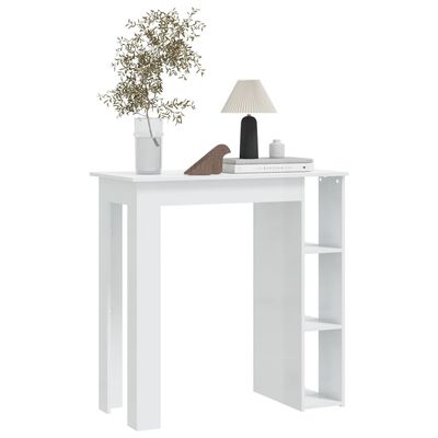 vidaXL Bar Table with Shelf High Gloss White 102x50x103.5 cm Engineered Wood