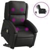 vidaXL Electric Stand up Massage Recliner Chair Black Real Leather