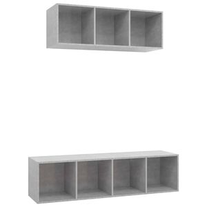 vidaXL 2 Piece TV Cabinet Set Concrete Grey Engineered Wood