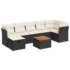 vidaXL 8 Piece Garden Sofa Set with Cushions Black Poly Rattan