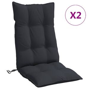 vidaXL Highback Chair Cushions 2 pcs Black Oxford Fabric